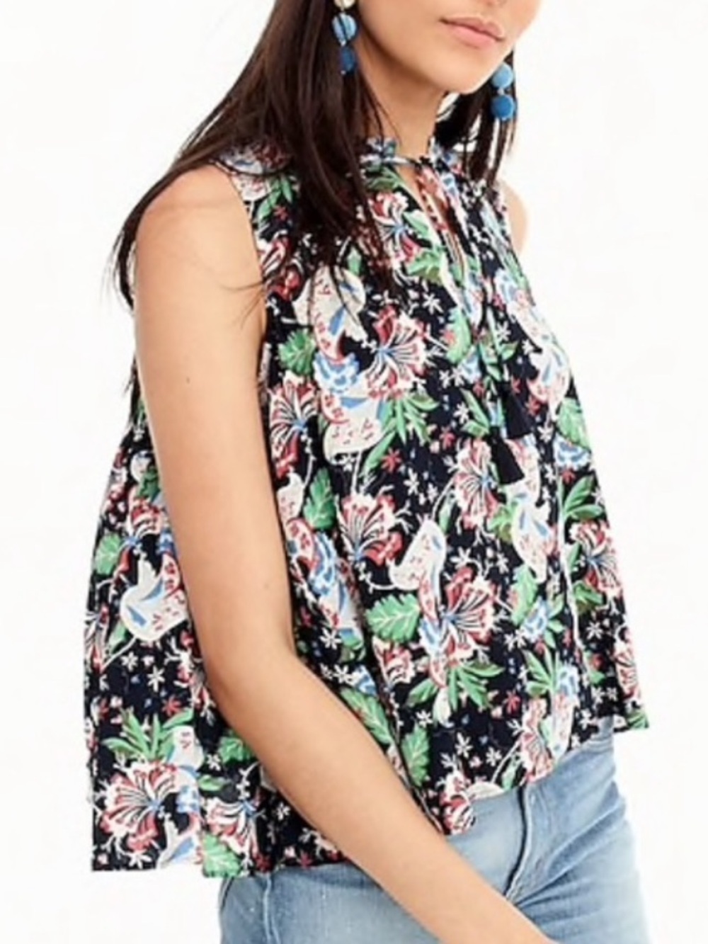 J Crew Island Floral Top Tie Front size S